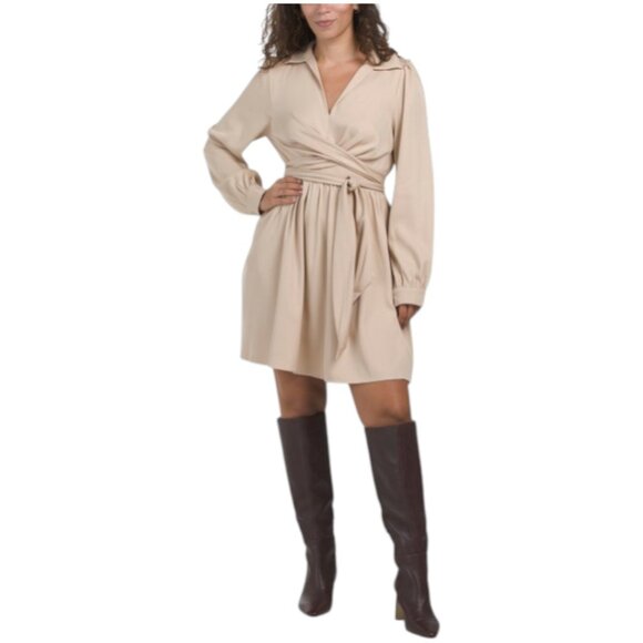 IN FEBRUARY Dresses & Skirts - IN FEBRUARY Waist Wrap Tie Twill Mini Dress With Pockets